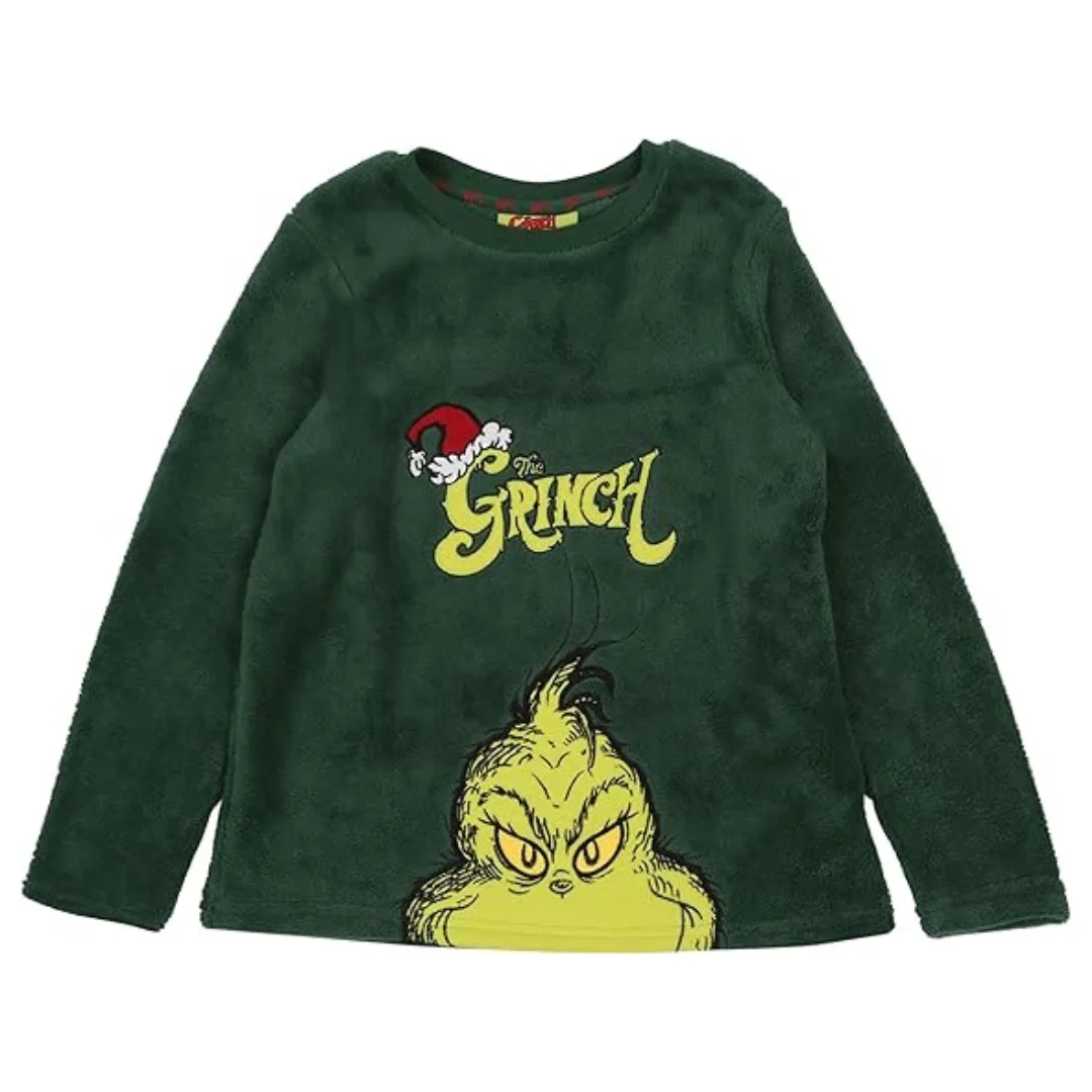 Kit Pijama Grinch em Lã Polar com Pantufa – Presente Perfeito de Natal