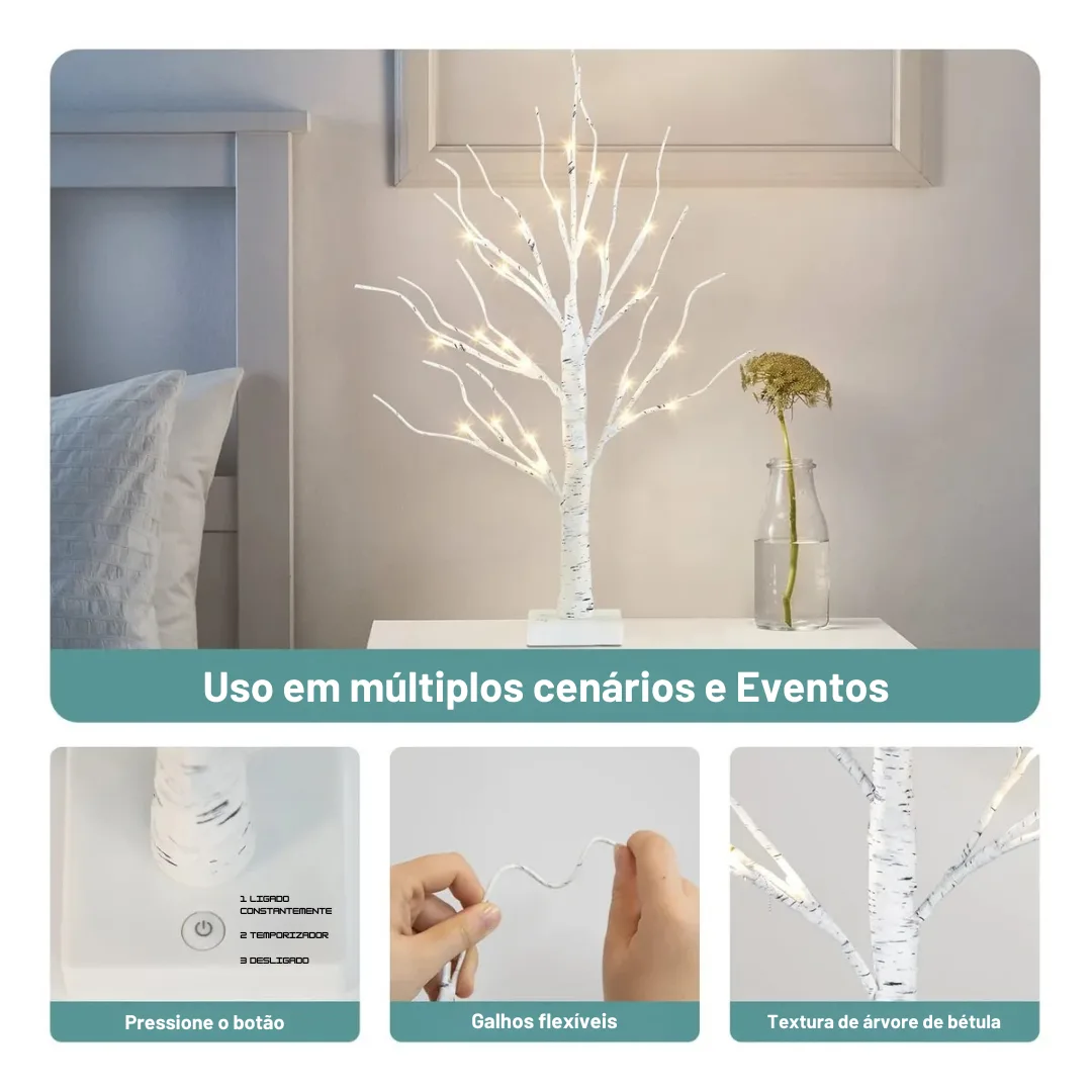 Conjunto de 4 Árvores de Natal com 24 Led De 60 Cm - Para Enfeites e Eventos