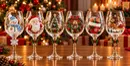 Conjunto de 6 Taças Especial de Natal | Taças de Vidro com relevo em 3D Natalinas
