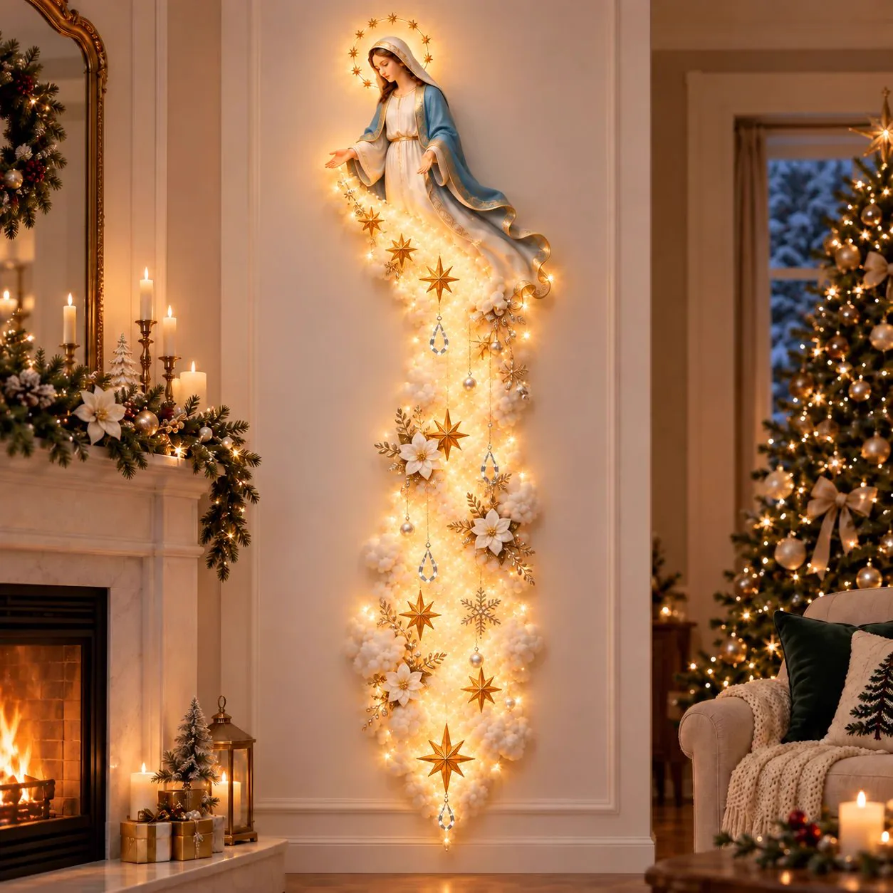 Luminária de Parede Natalina Nuvem Iluminada – Decoração de Natal 2,80 m