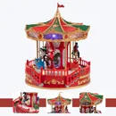 Decoração Natal Carrossel Animado Musical Giratório - Vermelho