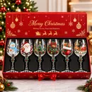 Conjunto de 6 Taças Especial de Natal | Taças de Vidro com relevo em 3D Natalinas