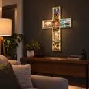 Obra-Prima em Formato de Cruz Iluminada — As Passagens de Jesus Cristo 60x45