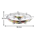 Rechaud Giratório Com 6 Compartimentos Aço Inox e Vidro 52cm