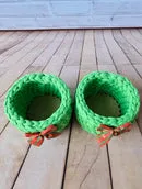Kit Porta Panetone de Crochê Verde com Laço Vermelho