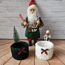 Kit Porta Panetone de Crochê Preto e Branco