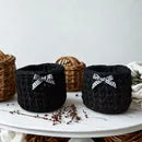 Kit Porta Panetone de Crochê Preto com Laço Branco