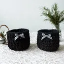 Kit Porta Panetone de Crochê Preto com Laço Branco