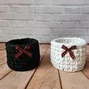 Kit Porta Panetone de Crochê Preto e Branco