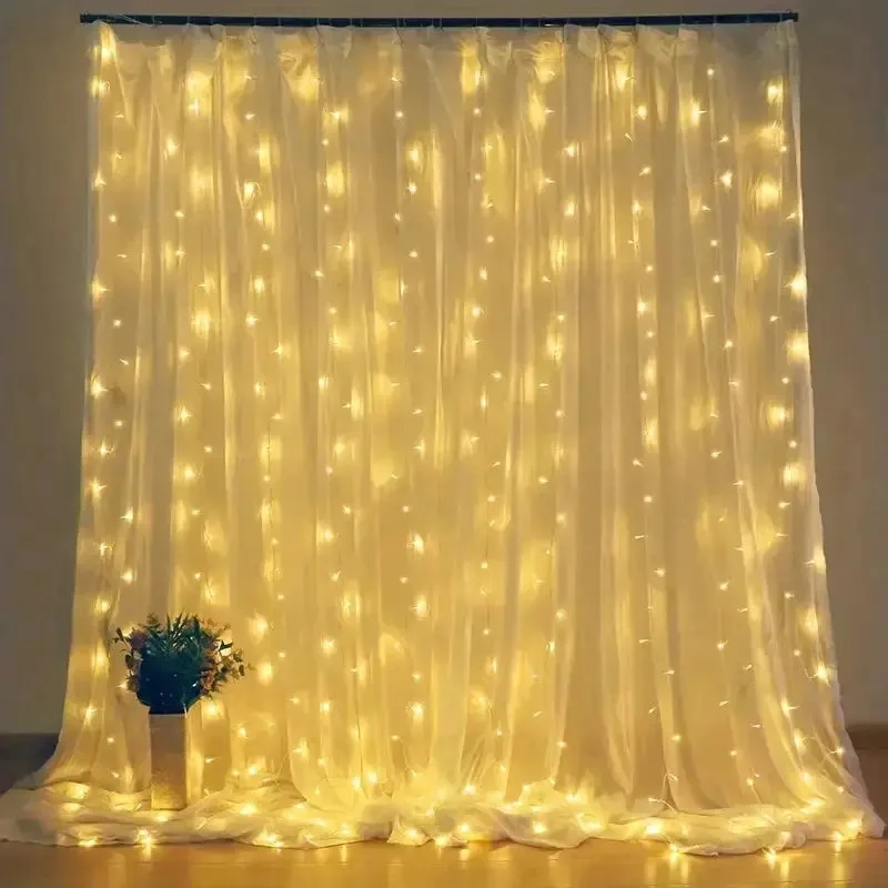 Cortina LED Decorativa USB com 8 modos de luz