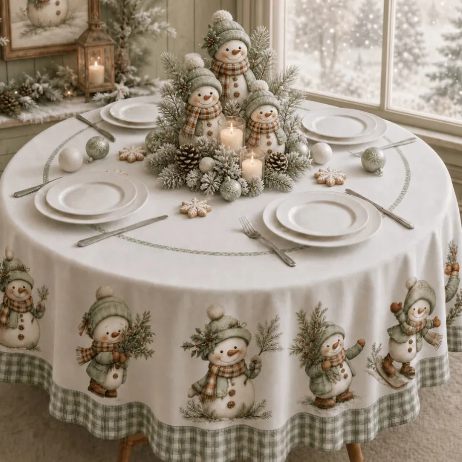 Toalha de Mesa Natalina Redonda 1,40m | Estampa Exclusiva | Decoração de Natal
