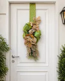 Escapulário de Porta Natalino Cervo e Dourado - Enfeite Duplo Premium Verde Sage