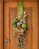 Escapulário de Porta Natalino Cervo e Dourado - Enfeite Duplo Premium Verde Sage