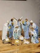 Presépio em Resina Azul • 11 Peças • 30cm