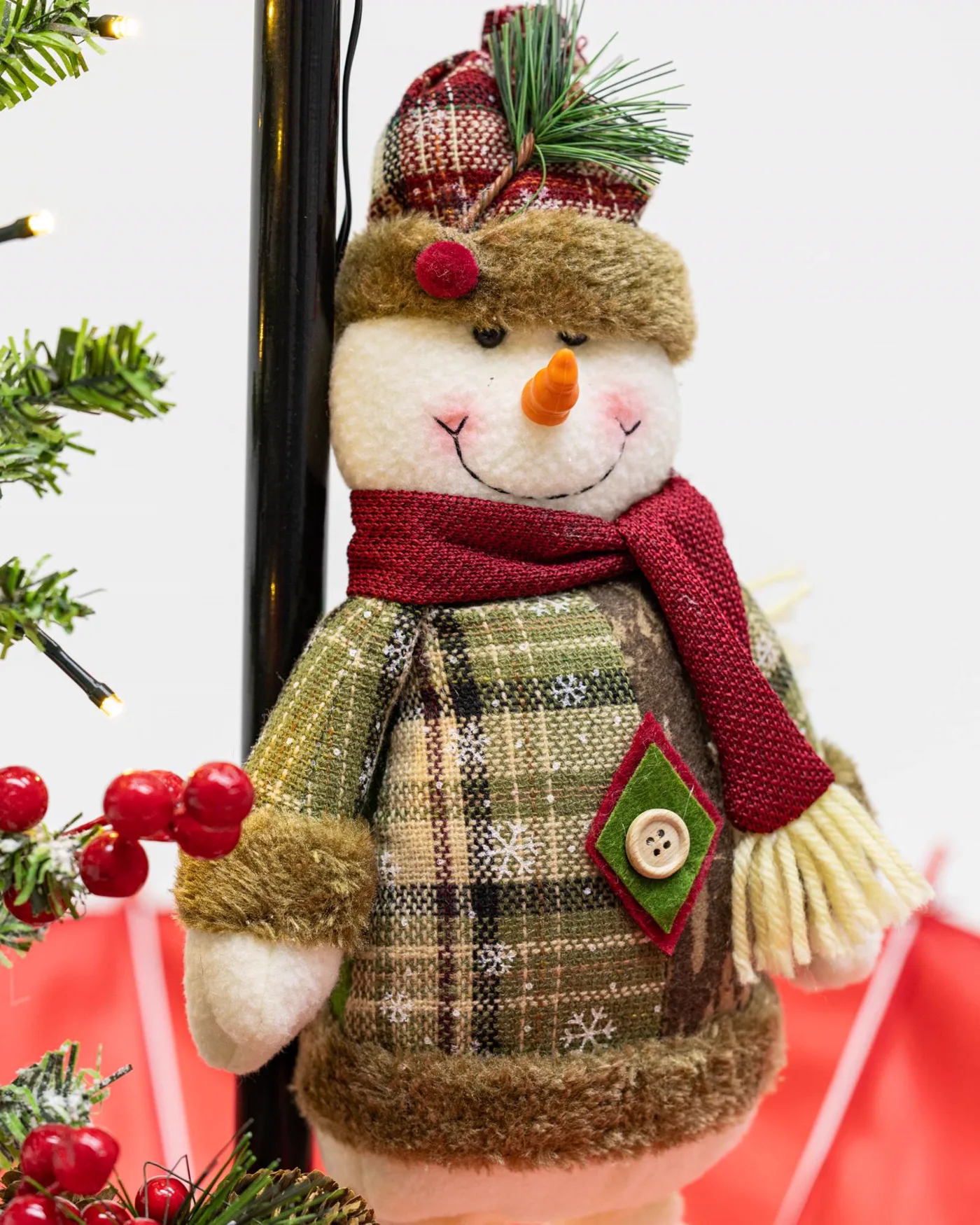 Árvore de Natal Mini Boneco de Neve com Base de Guarda-Chuva com Neve 65 x75