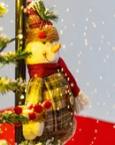 Árvore de Natal Mini Boneco de Neve com Base de Guarda-Chuva com Neve 65 x75