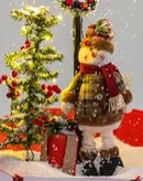 Árvore de Natal Mini Boneco de Neve com Base de Guarda-Chuva com Neve 65 x75