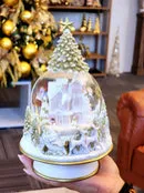 Globo de Natal com Música • Branco e Dourado